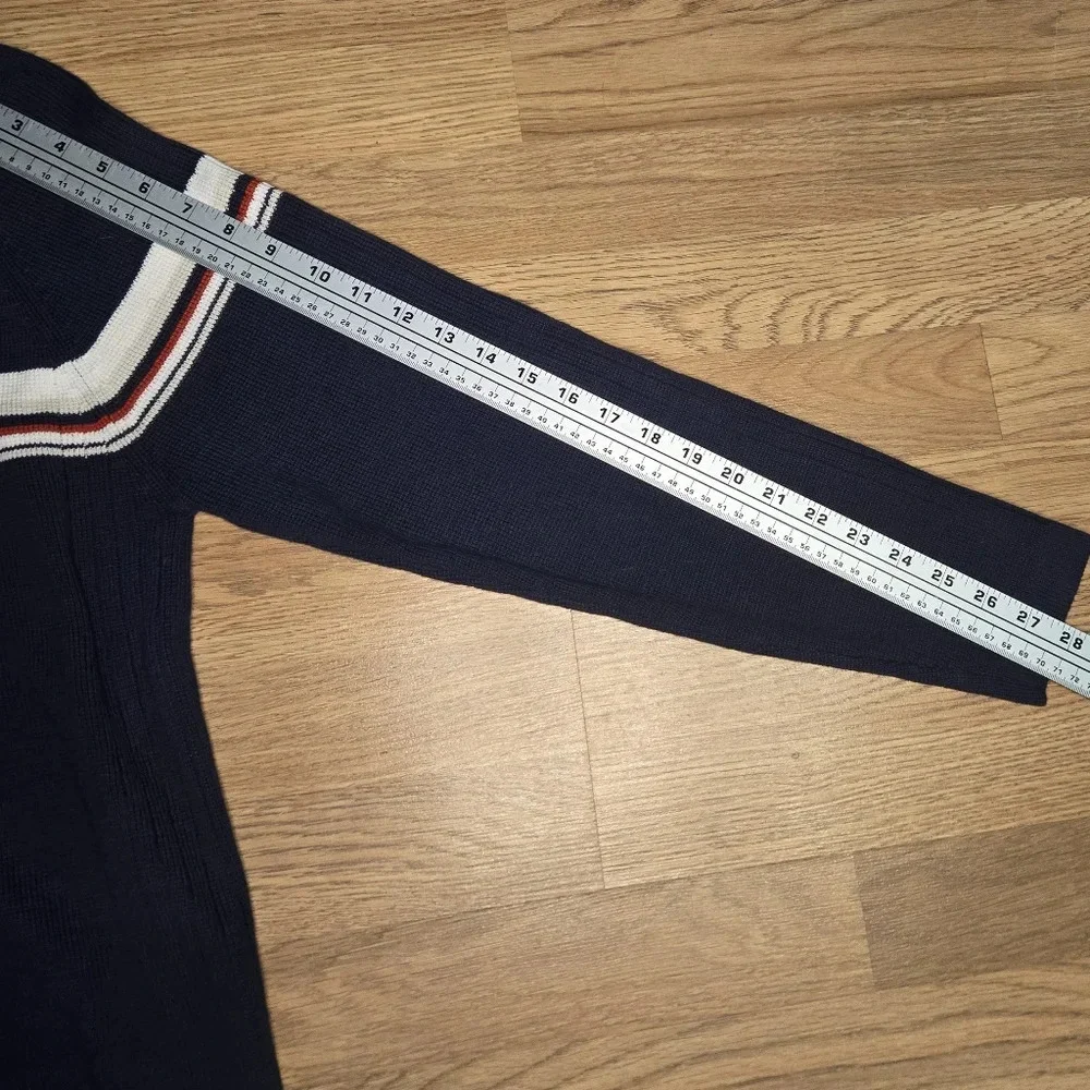 red white and blue knit sweater